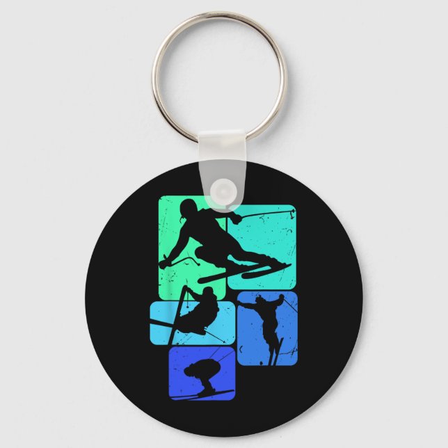 Chaveiro Esqui Para Skiier Retro Mens Ski (Frente)