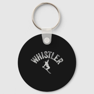 Chaveiro Esquiador Antigo de Whistler Esqui e Snowboard Whi