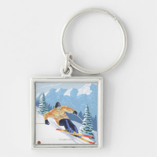 Chaveiro Esquiador da neve de Downhhill - montagem Spokane,