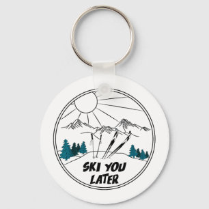 Chaveiro Esquiar esportes de inverno vintage neve em pó esq