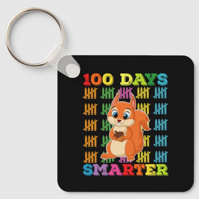 Chaveiro Esquilo 100 Dias Mais Inteligente 100º Dia de Aula (Frente)
