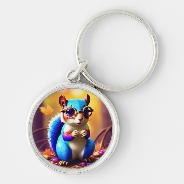 Chaveiro Esquilo Azul Fofo com Óculos-56786 (Frente)