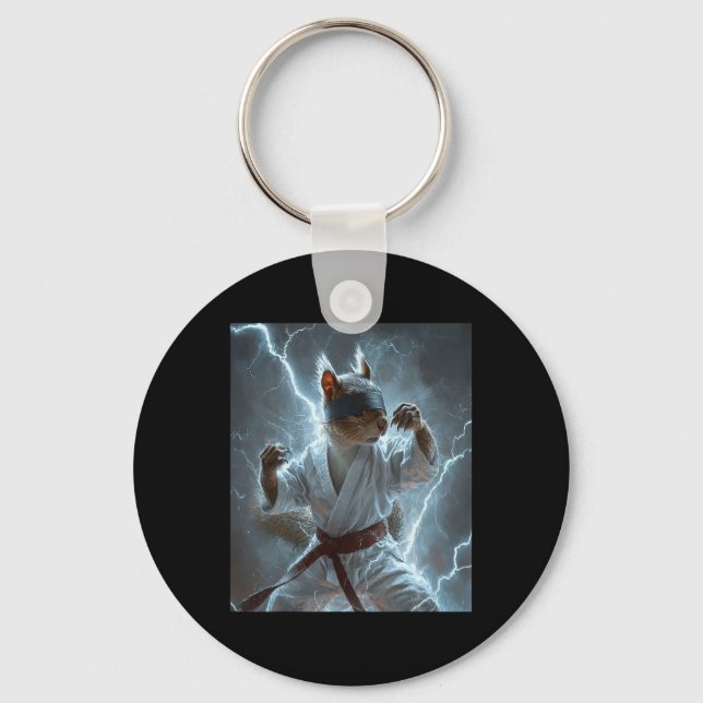 Chaveiro Esquilo de Arte Marcial Vestindo Karate Gi Lightni (Frente)