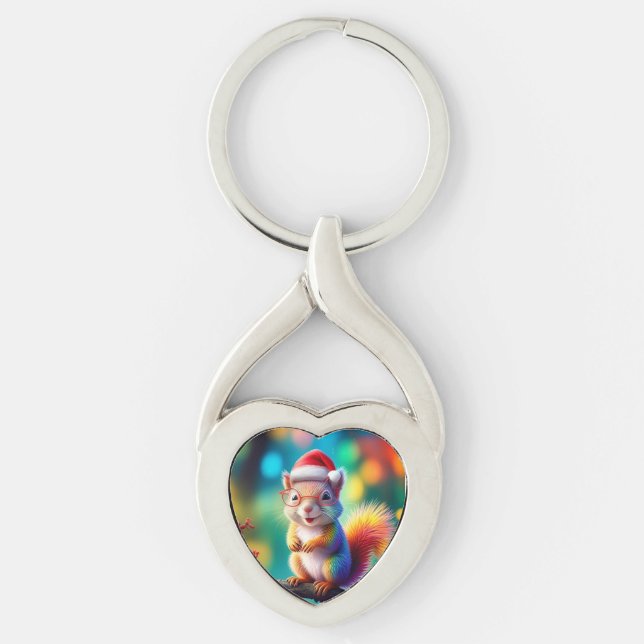 Chaveiro Esquilo De Natal Como Papai Noel-56765 (Frente)