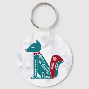 Chaveiro Esquilo Escandinavo Vintage em Marble