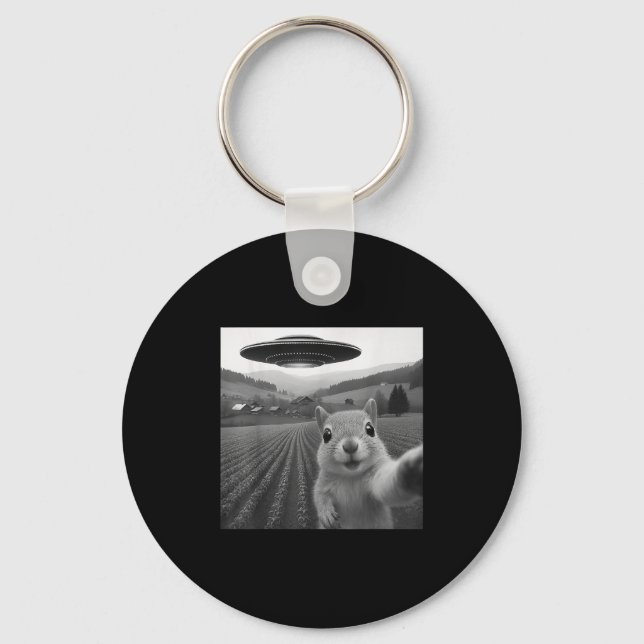 Chaveiro Esquilo Selfie Com Alienígena Engraçado Para Homen (Frente)