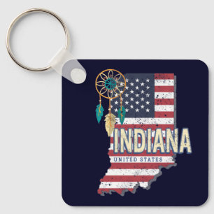 Chaveiro Estado de Indiana Estados Unidos - Retro Map Vinta