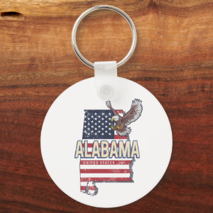 Chaveiro Estado do Alabama Estados Unidos - Retro Map Vinta