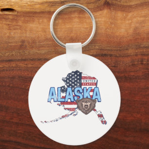 Chaveiro Estado do Alasca Estados Unidos Mapa Vintage EUA