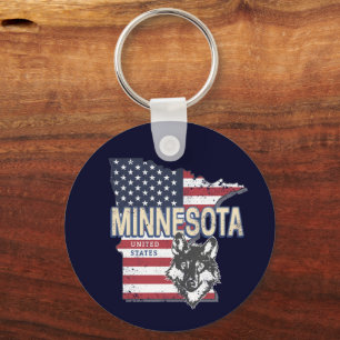 Chaveiro Estado do Minnesota Estados Unidos Mapa Vintage EU