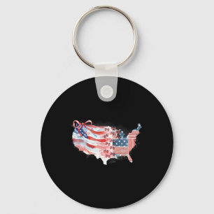 Chaveiro Estados Unidos Mapa Preppy 4 de julho Happy Indepe