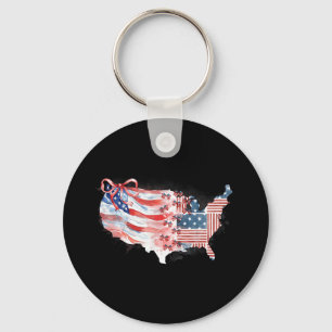 Chaveiro Estados Unidos Mapa Preppy 4 de julho Happy Indepe