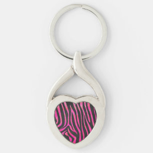 Chaveiro Estampa de zebra preta e rosa neon