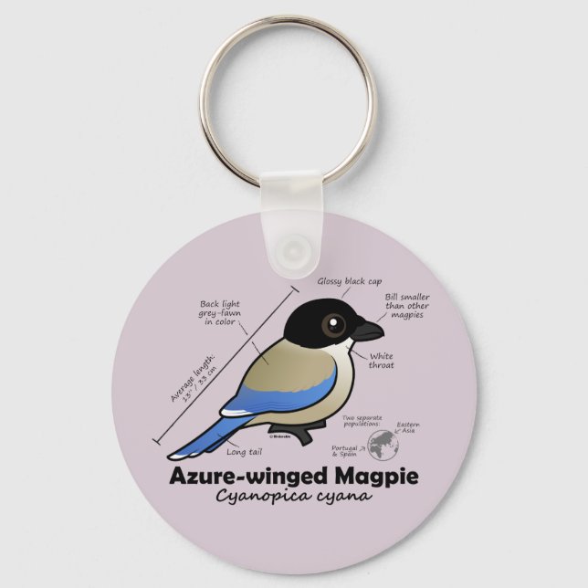 Chaveiro Estatísticas de Magpie com asa do Azure (Frente)
