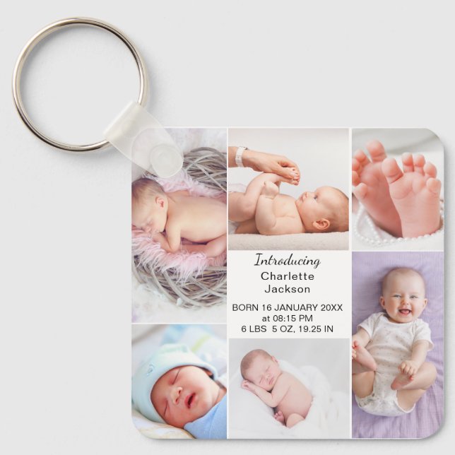 Chaveiro Estatísticas de Nascimento de Bebê Recém-Nascido e (Frente)