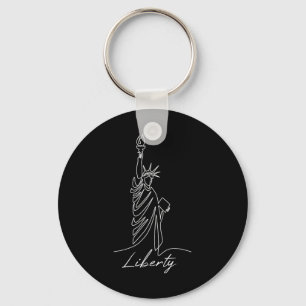 Chaveiro Estátua da Liberdade Desenhada à Mão em Uma Linha