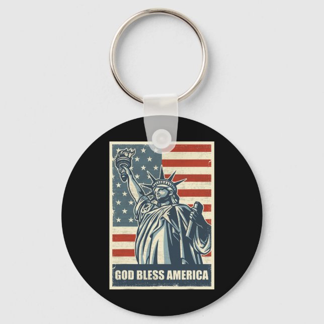 Chaveiro Estátua da Liberdade Deus Abençoe a América 4 de J (Frente)