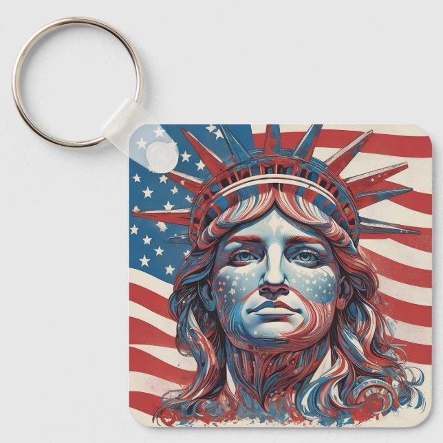 Chaveiro Estátua da Liberdade Nova York Patriótico EUA Libe (Frente)