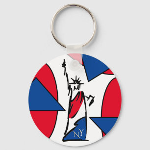 Chaveiro Estátua da Liberdade NY Vermelho Branco e Azul