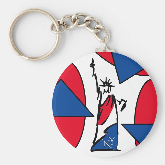 Chaveiro Estátua da Liberdade NY Vermelho Branco e Azul (Frente)