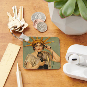 Chaveiro Estátua da Liberdade Vintage, Anúncio Patriótico d