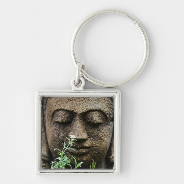 Chaveiro Estátua de jardim de pedra com flor (Frente)