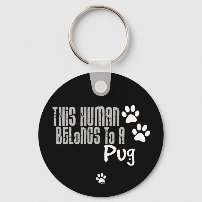 Chaveiro Este Humano Pertence a um Pug (Frente)