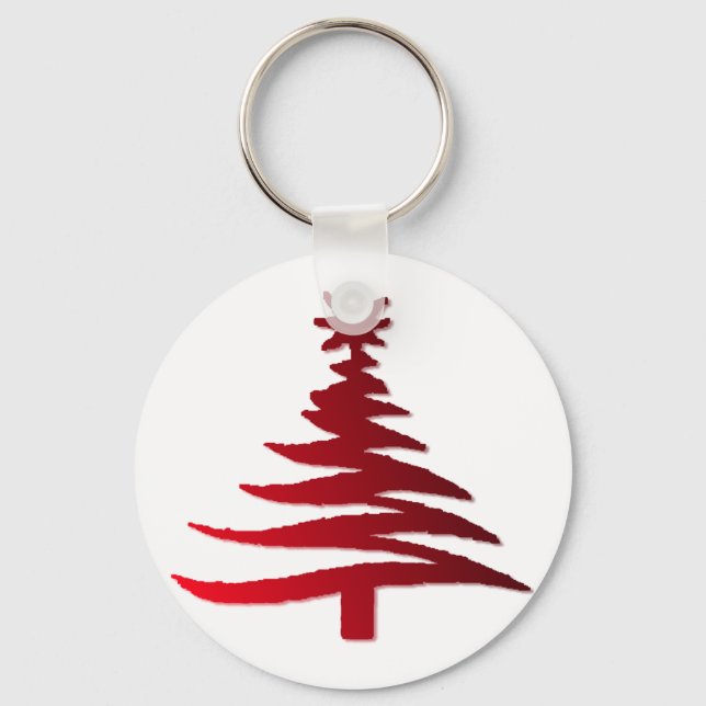Chaveiro Estêncil De Árvore Natal Vermelho (Frente)