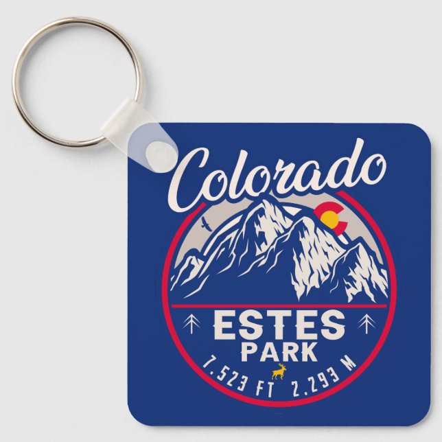 Chaveiro Estes Park Colorado Mountain Retro Sunset Skiing (Frente)
