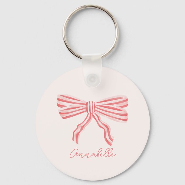 Chaveiro Estética coquete de laço rosa (Frente)