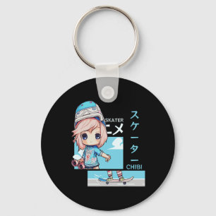 Chaveiro Estética Japonesa Kawaii Chibi Skateboard Patinado