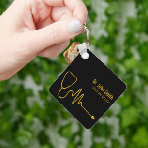 Chaveiro Estetoscópio de Luxo Onda ECG Linha EKG Médica