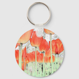 Chaveiro estilo artístico de flores de tulipa vermelha. jar