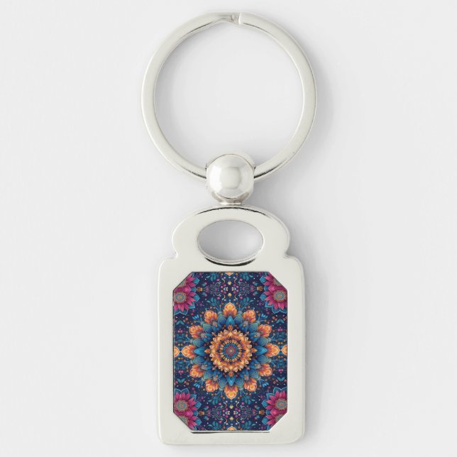 Chaveiro Estilo de Arte Digital Flor de Mandala-23907. (Frente)