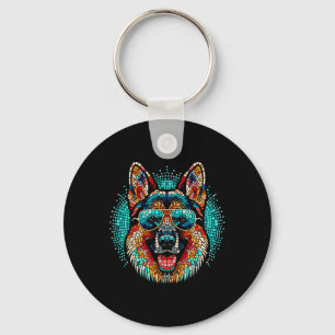 Chaveiro Estilo de Arte Mosaica do Cão legal German shepher