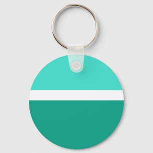 Chaveiro Estilo de Bloco de Cor Branco Turquesa Design