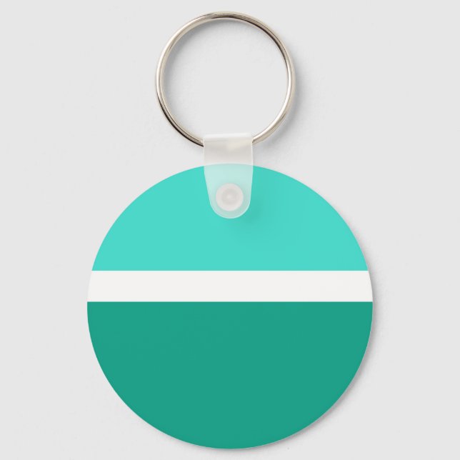 Chaveiro Estilo de Bloco de Cor Branco Turquesa Design (Frente)