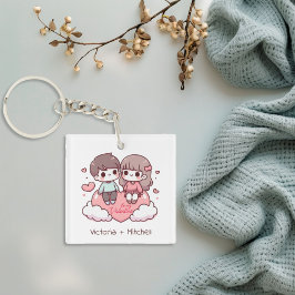 Chaveiro Estilo de Chibi Personalizado Bonito Seja Casal Me