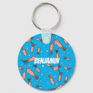 Chaveiro Estilo de desenho animado de lula rosa e engraçado