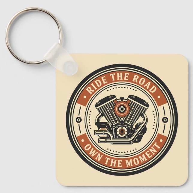 Chaveiro Estilo de Emblema de Motor de Moto Retrô (Frente)