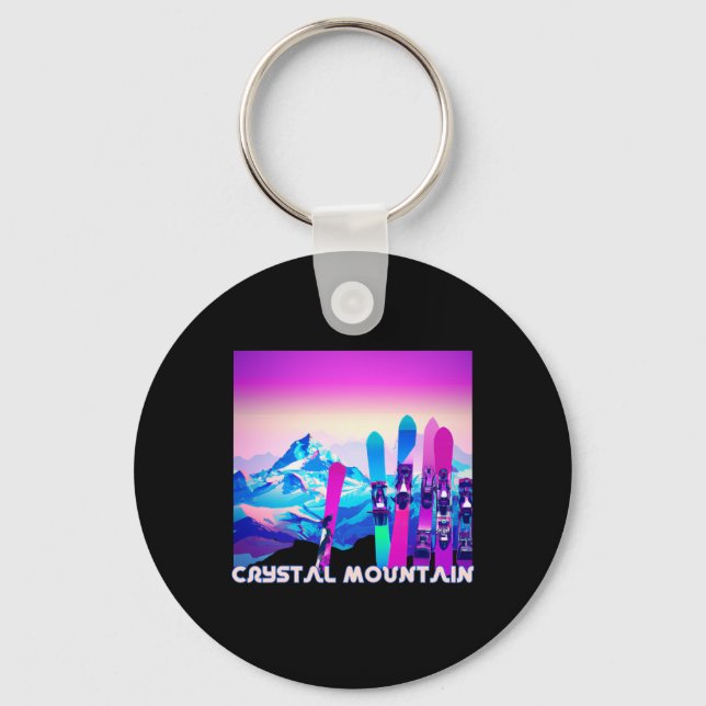 Chaveiro Estilo De Esqui Retro De anos 80 Crystal Mountain  (Frente)