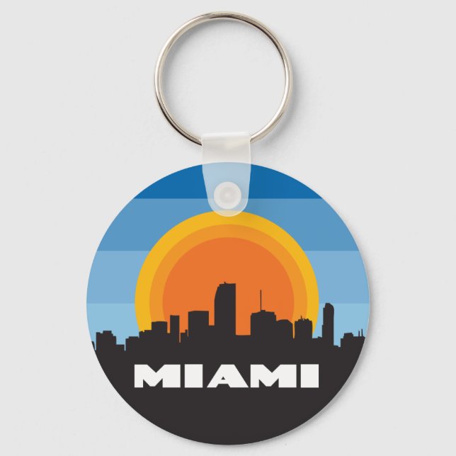 Chaveiro Estilo de Retro Skyline da Miami Florida (Frente)