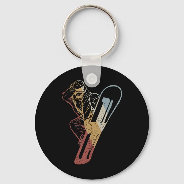 Chaveiro Estilo de Retro Snowboard Vintage (Frente)