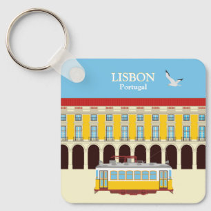 Chaveiro Estilo de vintagem do elétrico amarelo de Lisboa