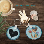 Chaveiro Estilo Deco Arrasto 20 em Azul<br><div class="desc">Imprima com esta corrente de teclas fofinha para um Partido Art Deco que mostrava Lady da era 20 vestindo um vestido azul lacrado e um chapéu azul com penas. Esta trabalho de arte é uma pintura original e foi inspirada na Arte Deco - arte decorativa. Verifique na coleção se há...</div>