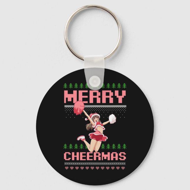 Chaveiro Estilo Feio Design Alegre Cheermas Natal Cheerle (Frente)