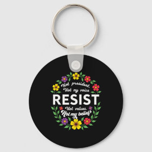 Chaveiro Estilo Floral Boho Resiste Trump Não Meu President