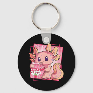 Chaveiro Estilo Japonês Kawaii Axolotl Strawberry milk Anim