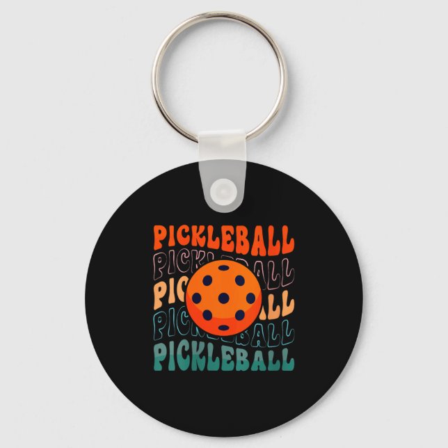Chaveiro Estilo retrô feminino de pickleball acenando com u (Frente)