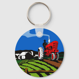 Chaveiro estilo retrorreflector do trator de fazenda vintag